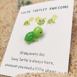 1pc, You're Turtley Awesome, Pocket Turtle Hug, Cheer Up Card With Mini Resin